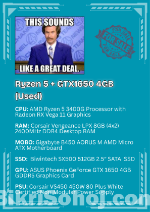 GTX 1650 4GB + Ryzen 5 3400G